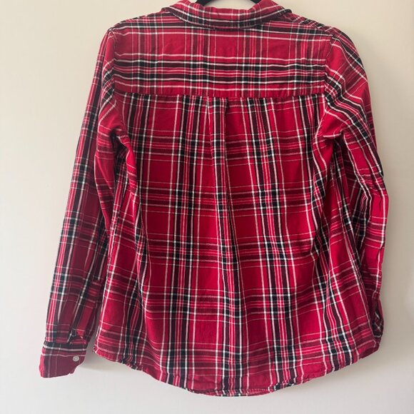 Charter Club Red and Black Plaid Jewel Embellished Long Sleeve Shirt Relaxed Fit - Picture 2 of 9